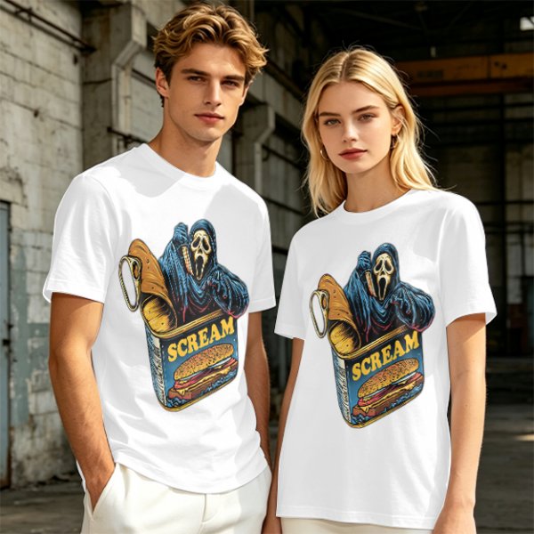 Olive T-Shirt With Ghostface In Scream Can Burger Artwork