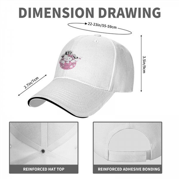 Black baseball cap with muscular Hello Kitty graphic and I Took The Stairs text