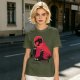 Olive T-Shirt With Black Cats And Red Panther Signal Graphic