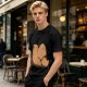 Olive Green T-Shirt With Capybara Rear View Graphic
