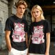 Olive T-Shirt with Strawberry Milk Carton Cat Shop Graphic