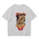 Olive T-Shirt with Japanese Ramen Dragon Graphic Print