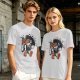 Olive t-shirt with retro coffee pot cartoon and Good Morning text