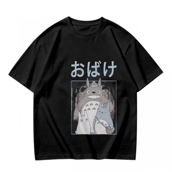 Olive green graphic tee with Totoro forest spirit print