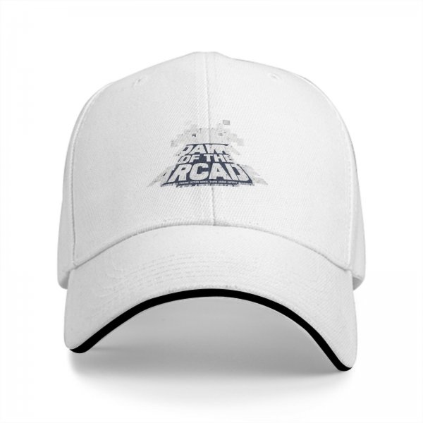 Black baseball cap with 'Dawn of the Arcade' and space invader graphic