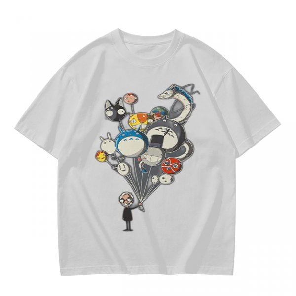 Olive T-Shirt With Studio Ghibli Character Balloon Print