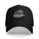 Black baseball cap with skeleton relaxing in coffee cup graphic