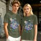 Olive t-shirt with whimsical bento box animal graphic print