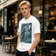Olive T-shirt with Starry Night Style Fantasy Warrior Print