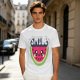 Olive T-Shirt With Cute Watermelon Graphic And Smile Text