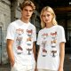 Olive green t-shirt with sushi cat illustrations