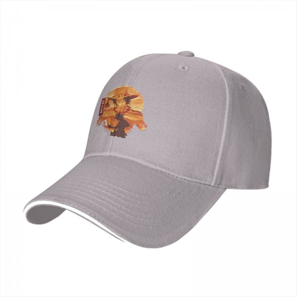 Black Baseball Cap with Anime Character Sunset Graphic