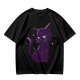 Olive T-Shirt with Sassy Black Cat and Crescent Moon Graphic
