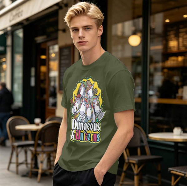 Dungeons and Unicorns Themed Graphic T-Shirt