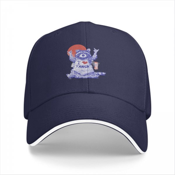 Black Baseball Cap With Raccoon I Love Trash Graphic