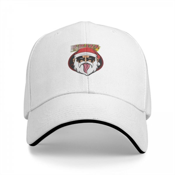 Black Baseball Cap With Rock Santa Claus Graphic For Christmas
