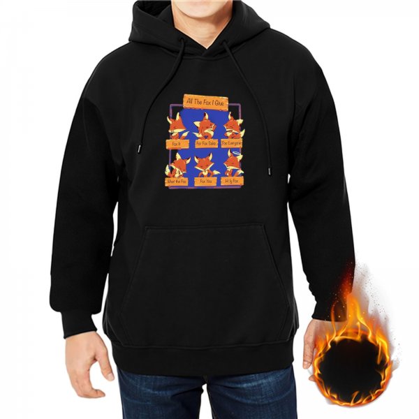 Black hoodie with funny fox pun graphic design