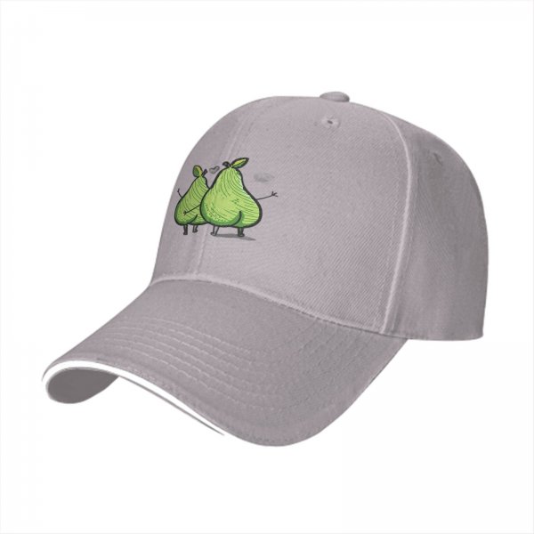 Black Baseball Cap With Funny Cartoon Pears Graphic