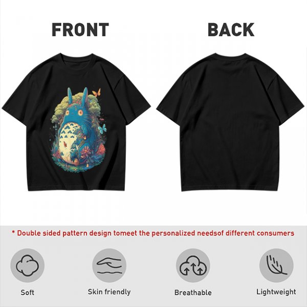 Olive T-Shirt with Whimsical Forest Spirit and Butterfly Print