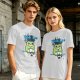 Olive t-shirt with 'I think I think too much' anxious frog print