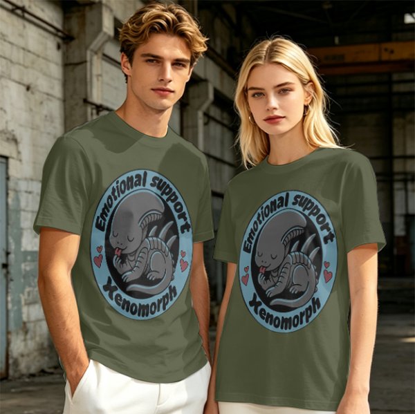 Emotional Support Xenomorph Cute Graphic T-Shirt