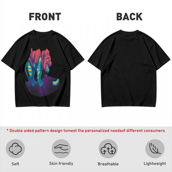 Olive T-Shirt With Vibrant Fantasy Creature Graphic Print