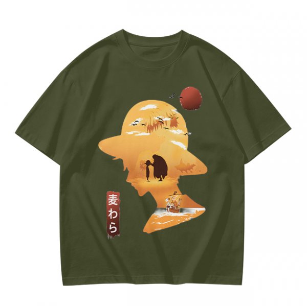 Anime Straw Hat Silhouette Graphic T-Shirt