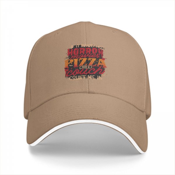 Horror Movies Pizza Couch Count Me In Baseball Cap