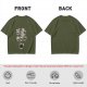 Olive Green T-Shirt With Cute Cartoon Coffee Cups Graphic