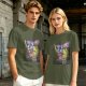 Olive T-shirt with colorful robot transformer graphic print