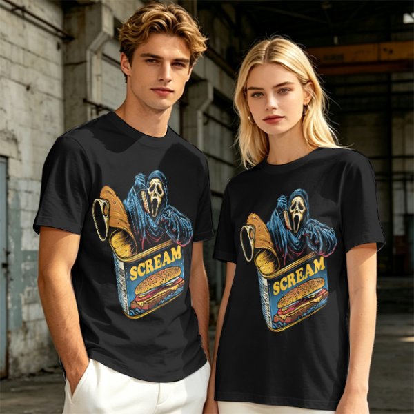 Olive T-Shirt With Ghostface In Scream Can Burger Artwork