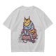 Olive T-Shirt With Meditating Cat Graphic Print