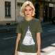 Olive T-shirt with Totoro in Snow and Small Blue Creature Print