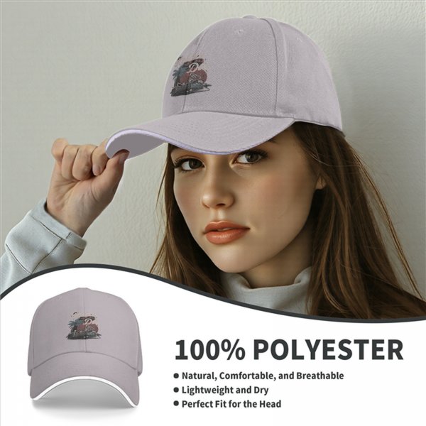 Black baseball cap with Relax Die skeleton palm tree graphic