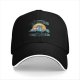 Black baseball cap with summer umbrella graphic and retro sun design