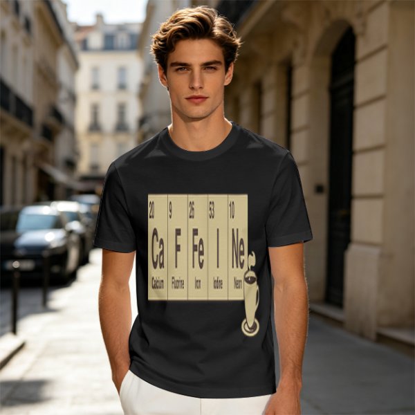 Olive Green T-Shirt With Periodic Table Caffeine Graphic