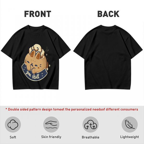 Olive T-Shirt With Cute Cinnamon Bunny Roll Graphic And You Roll Text