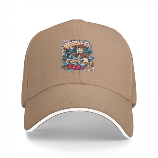 Black Baseball Cap With Whovio Cereal Themed Graphic Print