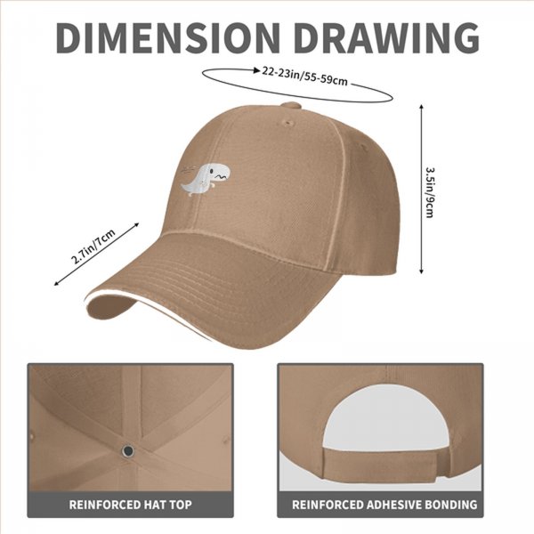 Black Baseball Cap With Cute Running T-Rex Dinosaur Graphic