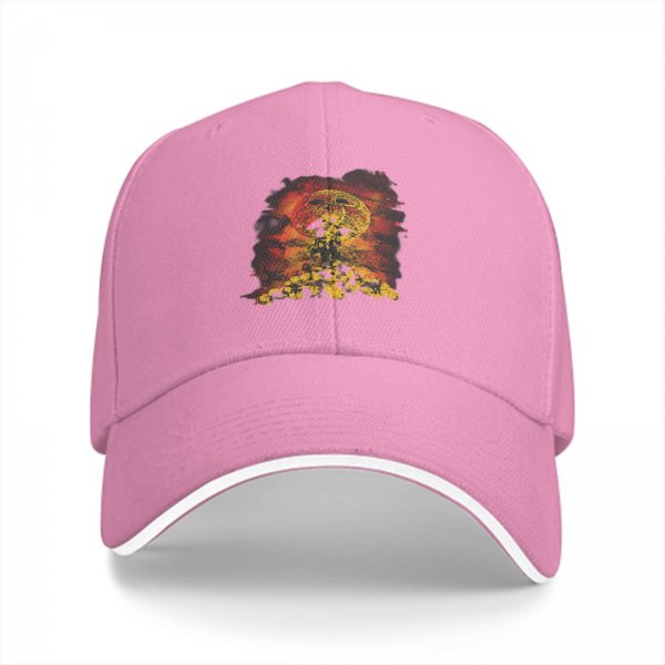 Black Baseball Cap With Mushroom Cloud Explosion Graphic Print