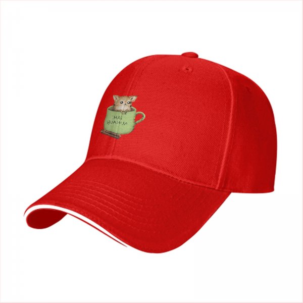 Black baseball cap with chihuahua in teacup graphic design