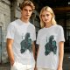 Olive T-shirt with Dark Fantasy Spirit Creature Graphic