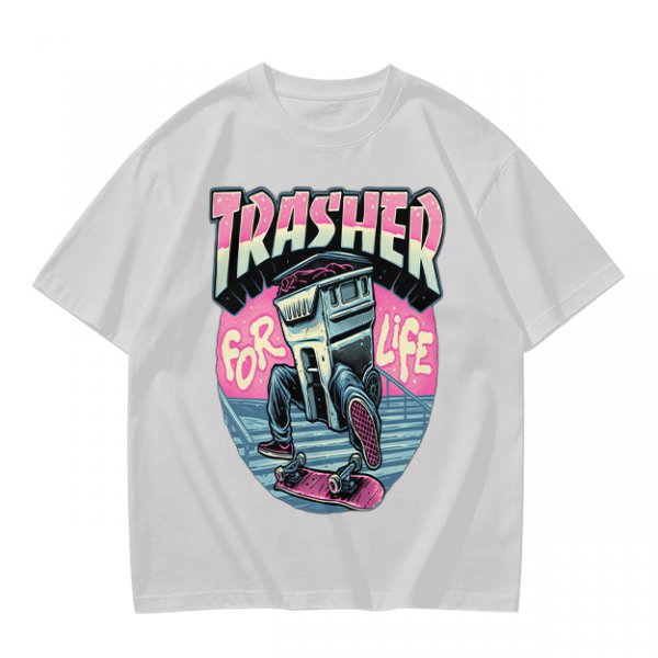 Olive T-Shirt With Trashed Skateboarding Graphic Design