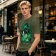 Olive Green Anime T-Shirt With Swordsman Character Artwork
