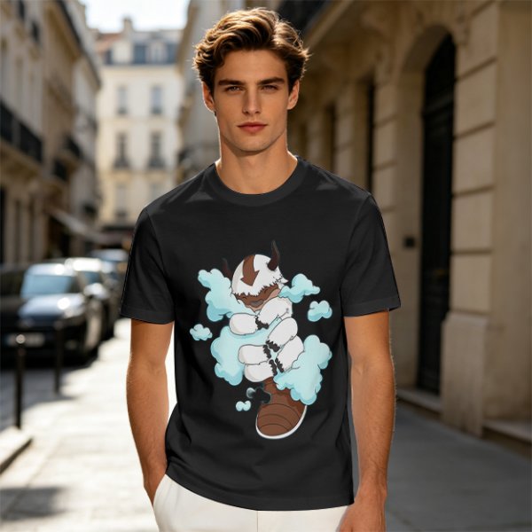 Olive Green T-Shirt With Sleeping Sky Bison On Clouds Print