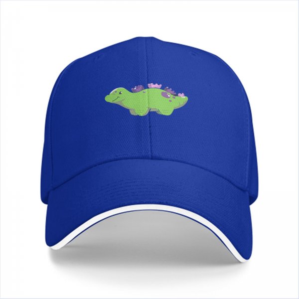Black Baseball Cap With Cute Green Dinosaur Graphic