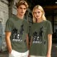 Olive green graphic t-shirt with CatGPT and mischievous cat prints