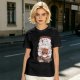 Olive t-shirt with cute cat bubble tea graphic print