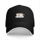 Black Baseball Cap with Teacup and Saucer Graphic Print