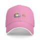 Black Baseball Cap with Coffee and Cookie Graphic Design